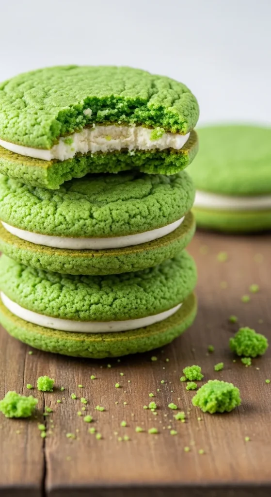 Green Frosted Sandwich Cookies