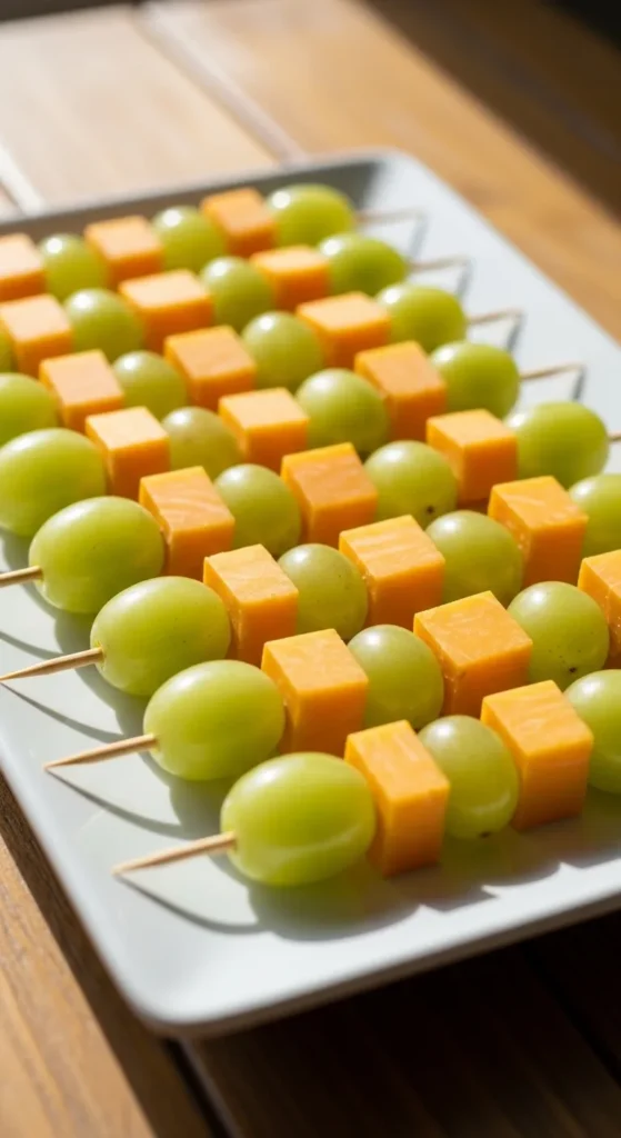 Green Grapes and Cheese Skewers
