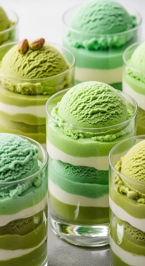Green Ice Cream Dessert Cups