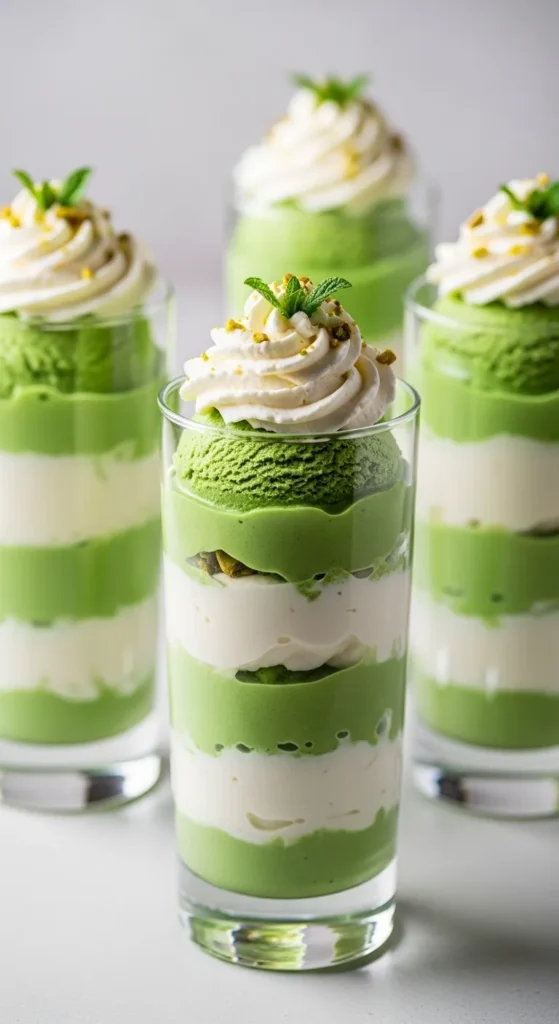 Green Layered Ice Cream Parfaits