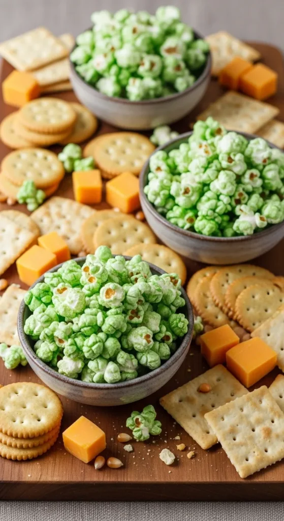 Green Popcorn Snack Board