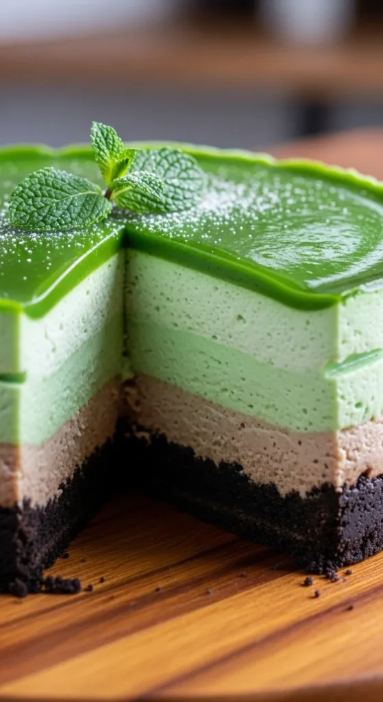 Layered Mint Pudding Cheesecake
