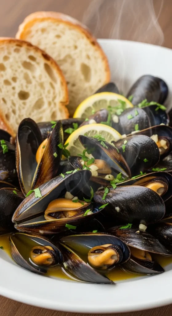 Lemon Garlic Mussels