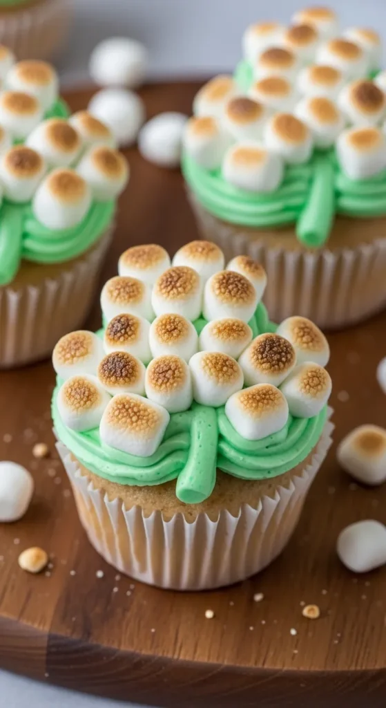 Marshmallow Clover Cupcakes