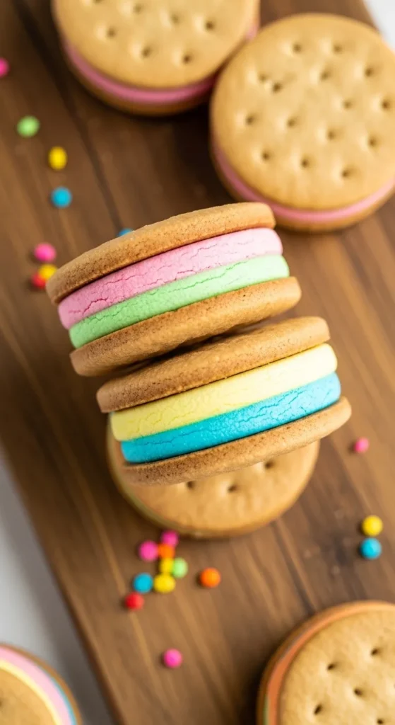 Marshmallow Rainbow Sandwich Cookies