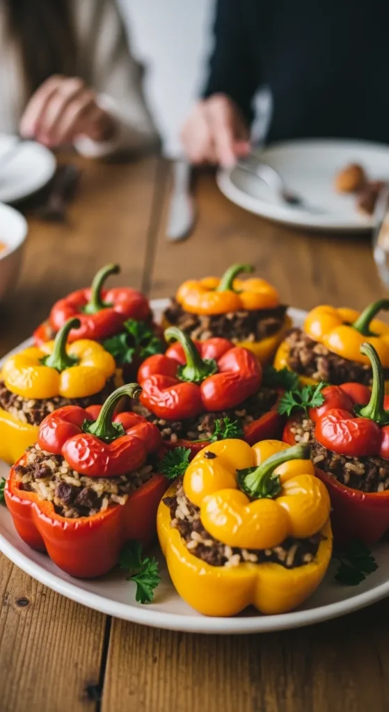 Mild Beef and Rice Stuffed Peppers