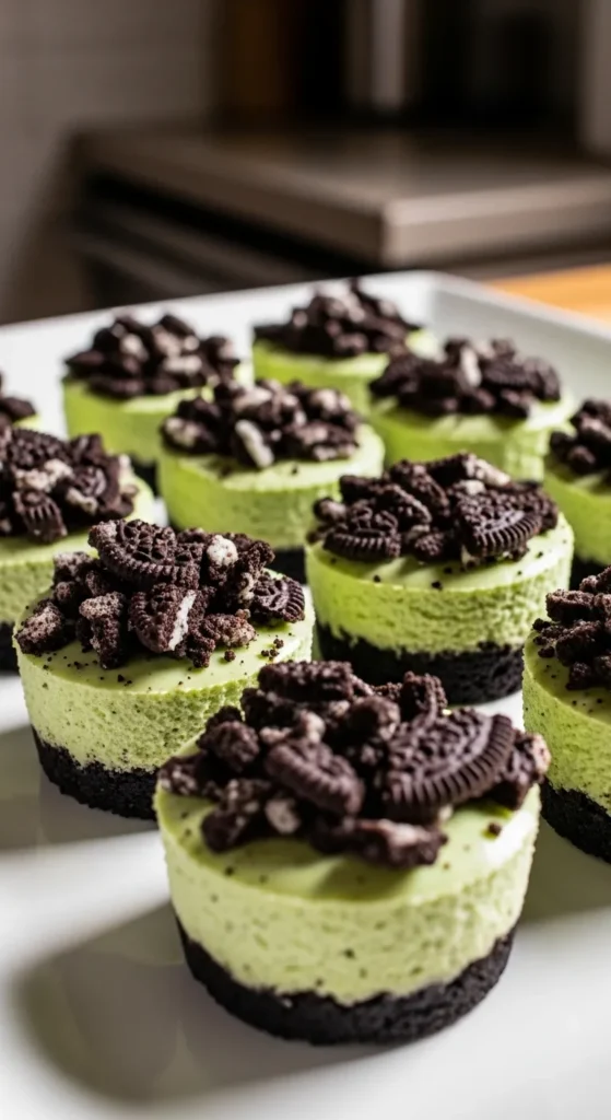 Mini Oreo Mint Cheesecakes