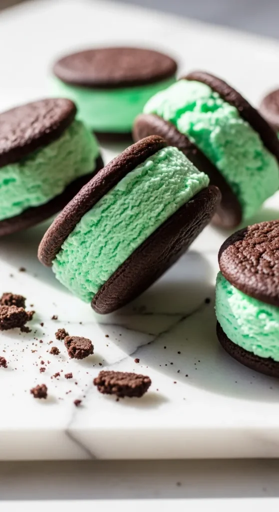 Mint Chocolate Chip Ice Cream Sandwiches