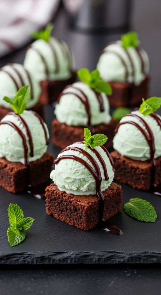 Mint Ice Cream Brownie Bites