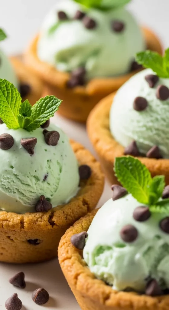 Mint Ice Cream Cookie Cups