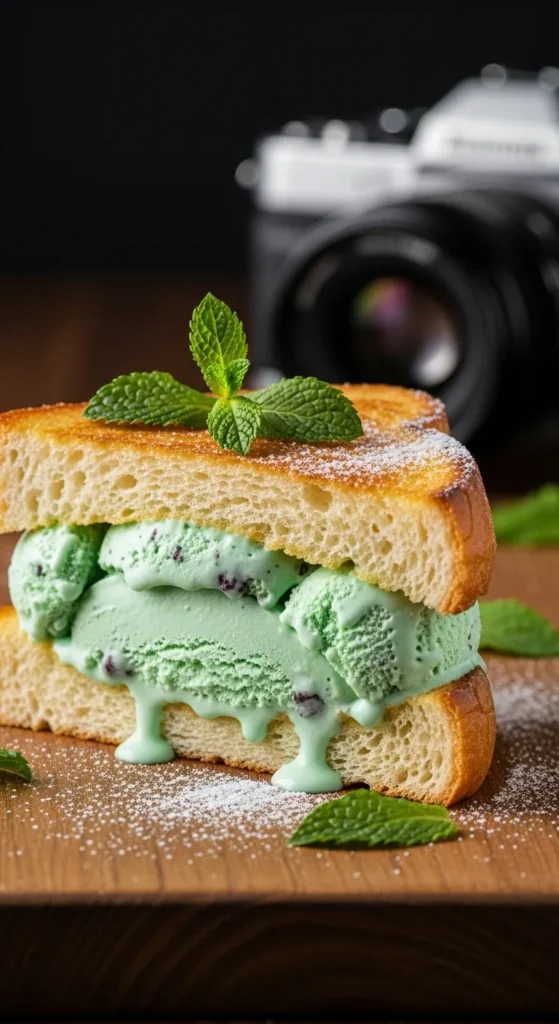Mint Ice Cream Toasted Sandwiches