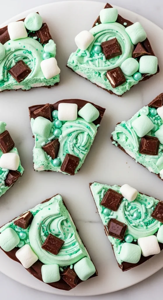 Minty Green Marshmallow Bark