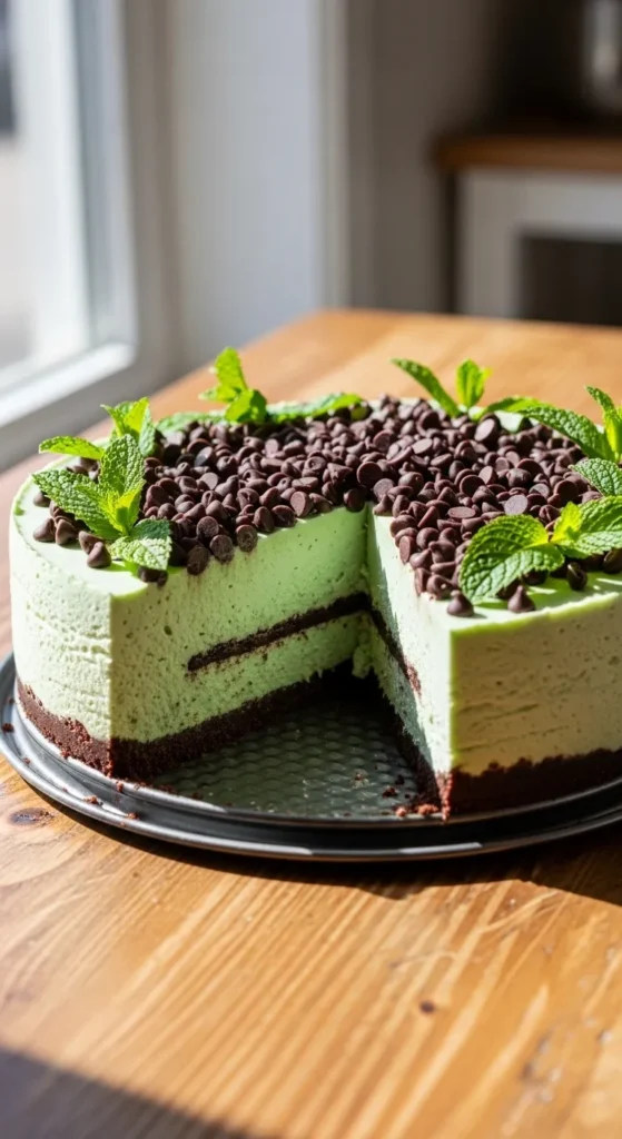 No-Bake Mint Chocolate Cheesecake