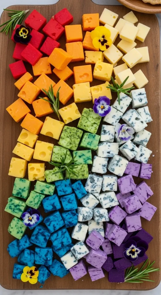 Rainbow Cheese Cubes