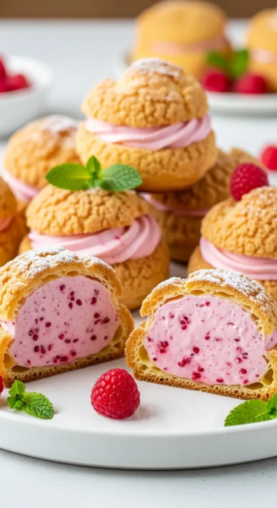Raspberry Cream Puffs