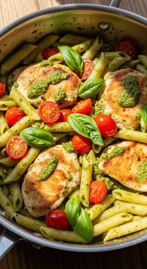 Skillet Chicken Pesto Pasta