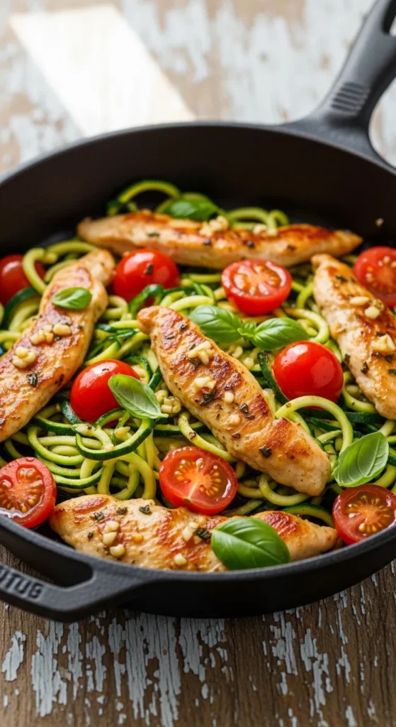 Skillet Chicken and Zucchini Noodles
