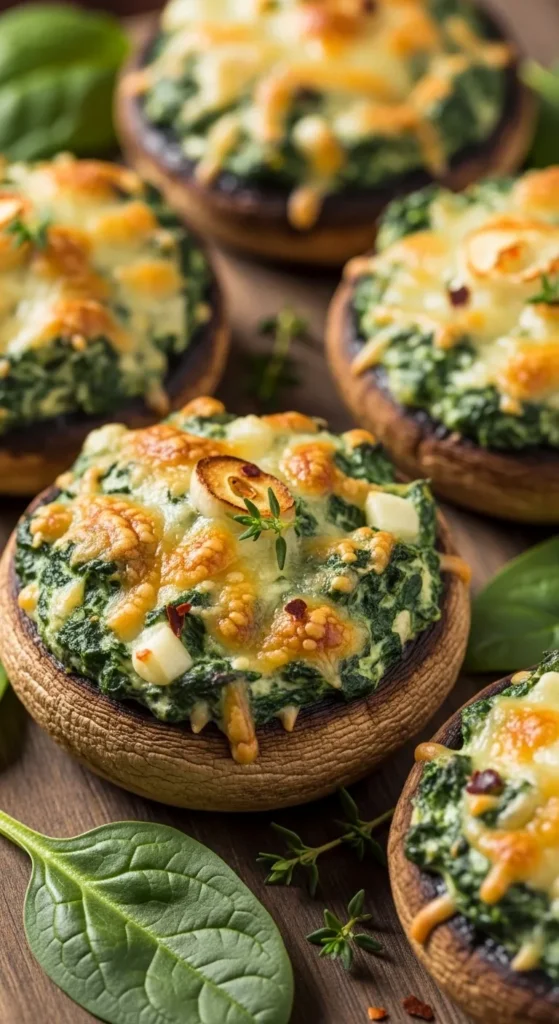 Spinach and Cheese Stuffed Mushrooms