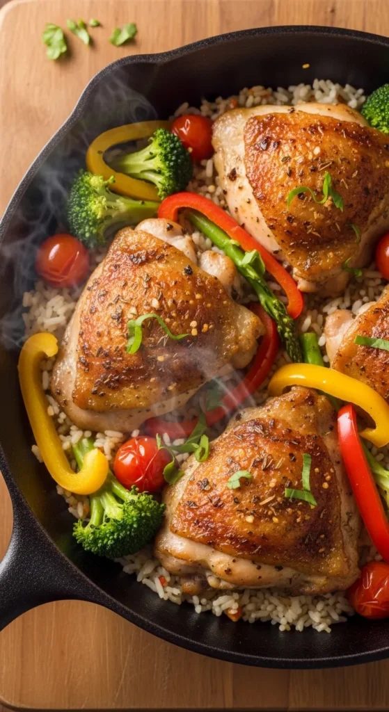 Spring Chicken and Rice Skillet