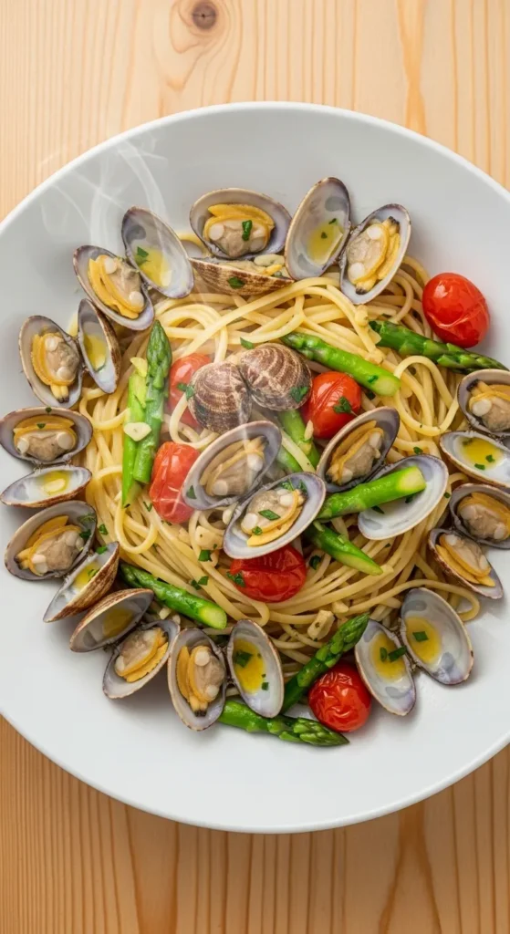 Spring Vegetable and Clam Pasta