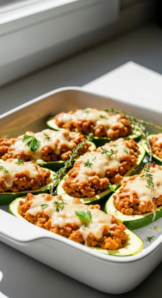 Turkey Stuffed Zucchini Boats