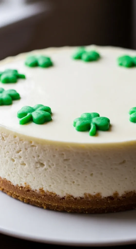 White Chocolate Shamrock Cheesecake