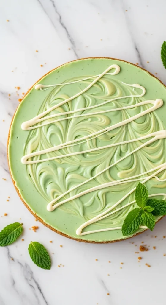 White Chocolate and Mint Swirl Cheesecake