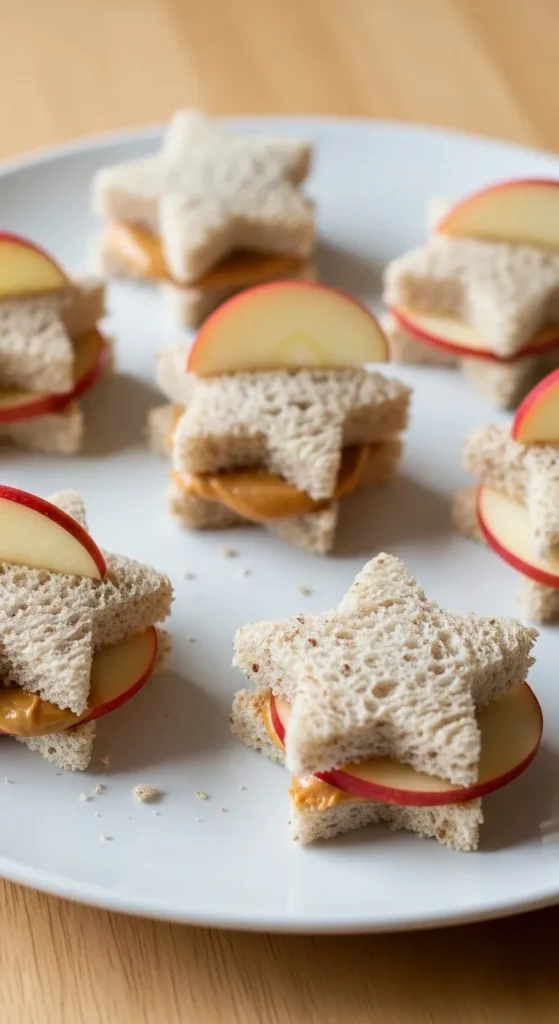 Apple Peanut Butter Sandwich Stars