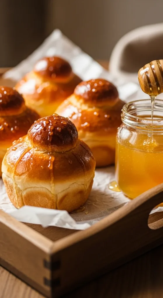 Brioche Buns with Honey Glaze