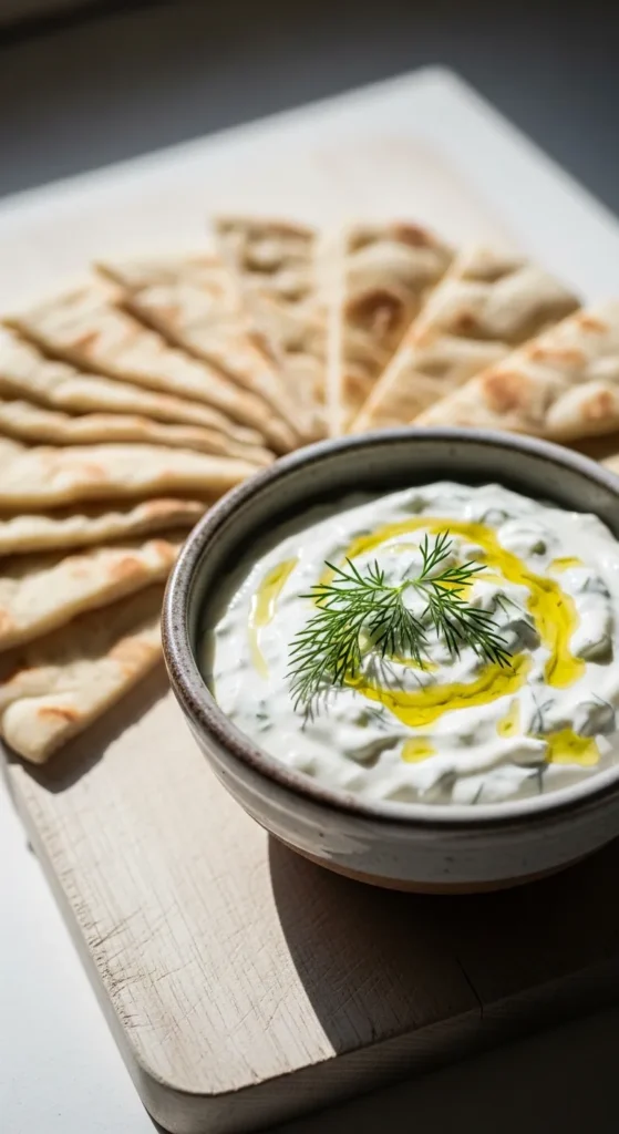 Creamy Cucumber Yogurt Dip with Pita