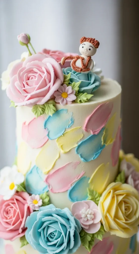 Floral Watercolor Buttercream Cake