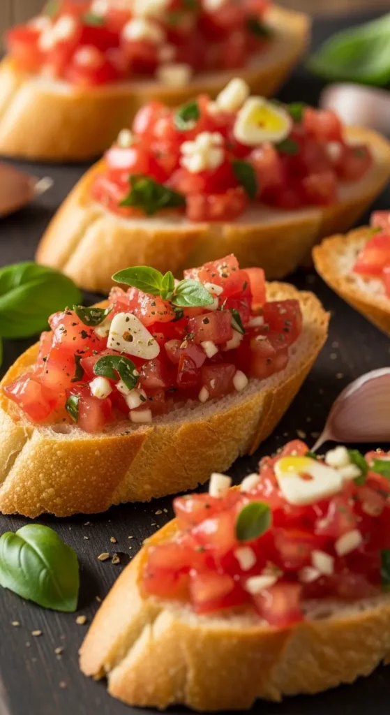 Garlic and Tomato Spring Bruschetta