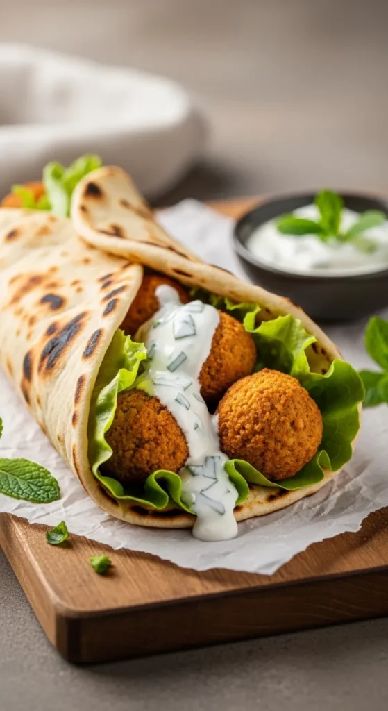 Homemade Baked Falafel Wrap