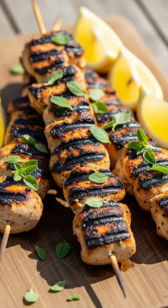 Oregano Lemon Chicken Skewers