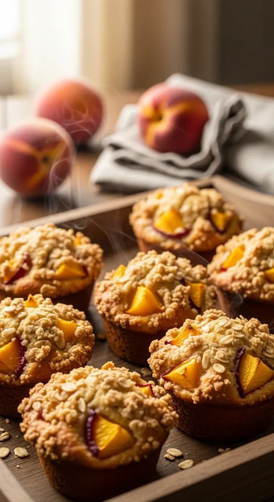 Peach Muffins with Streusel Topping