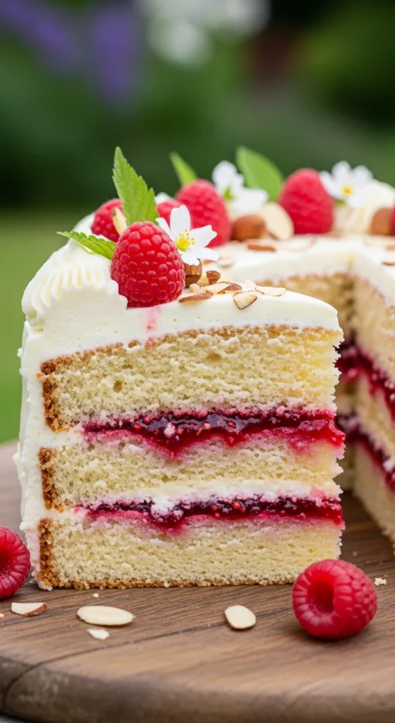 Raspberry Almond Garden Cake
