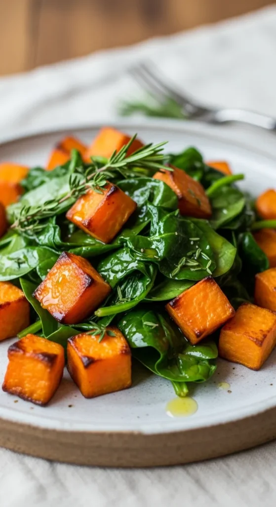 Roasted Sweet Potato and Greens Plate