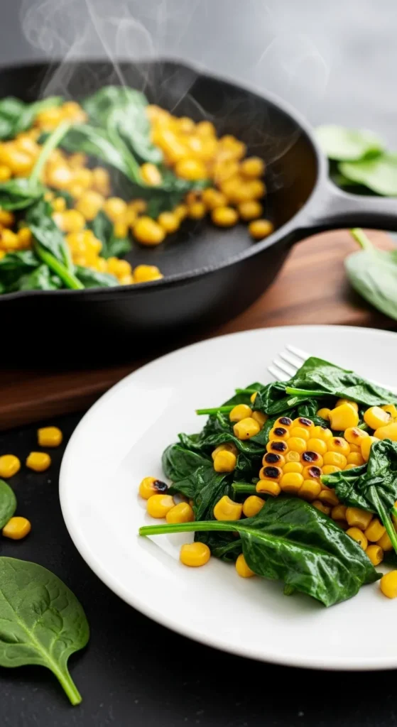 Spinach Corn Stir Fry