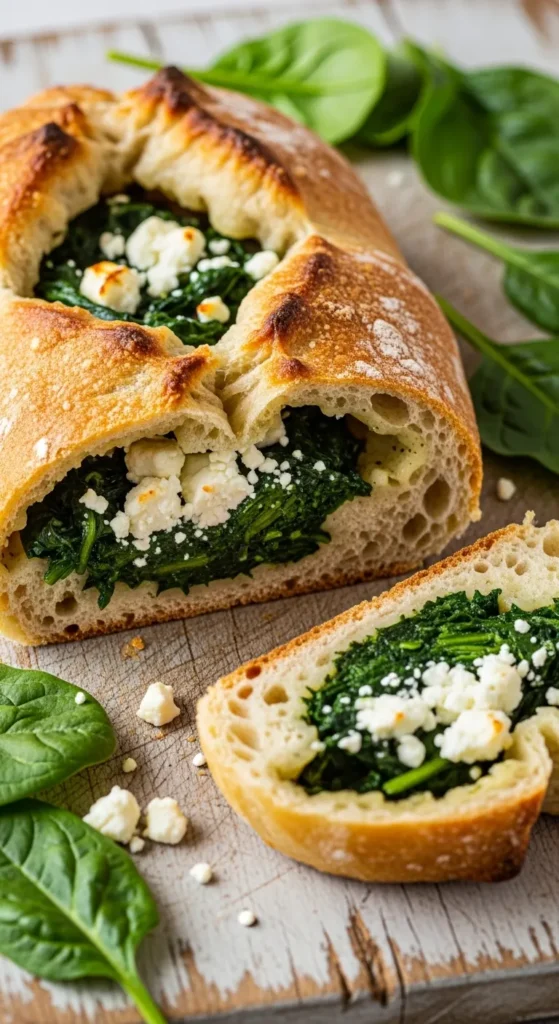 Spinach and Feta Stuffed Bread