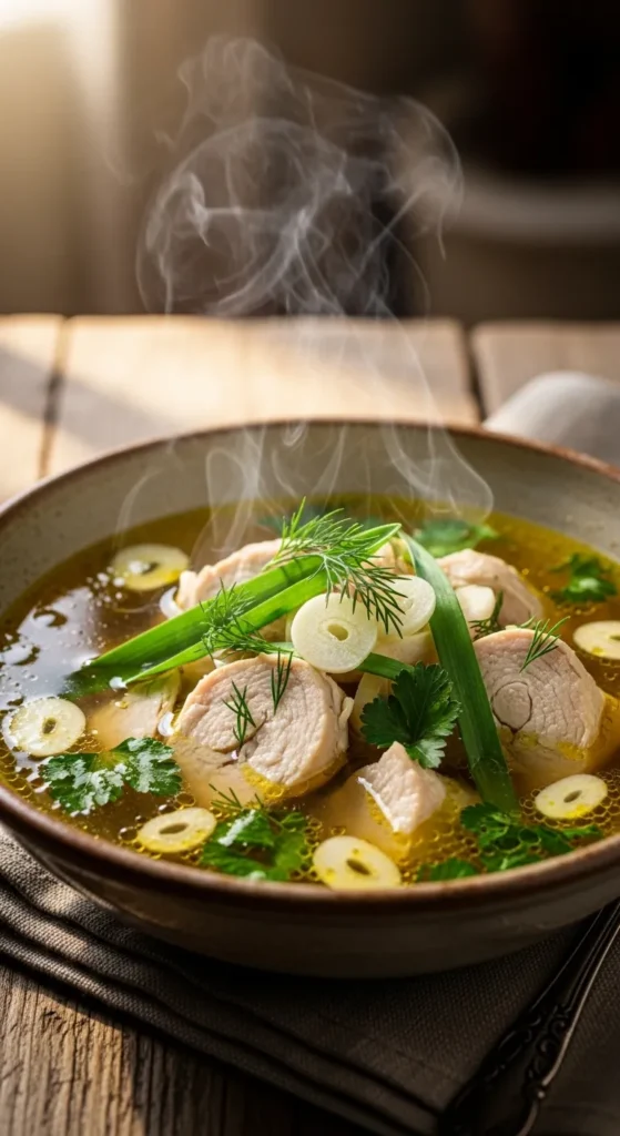 Spring Garlic Chicken Soup