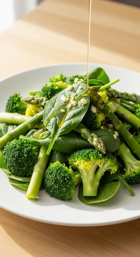 Steamed Greens With Garlic Oil