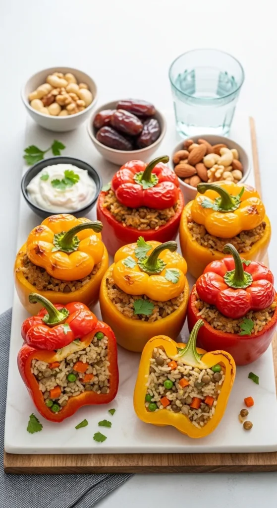 Stuffed Bell Peppers with Rice and Lentils