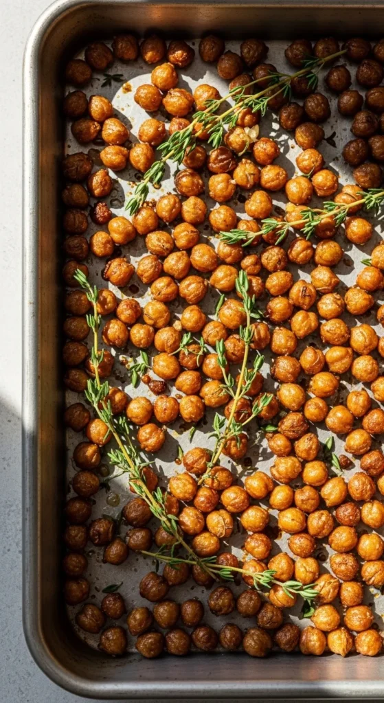 Thyme Garlic Roasted Chickpeas