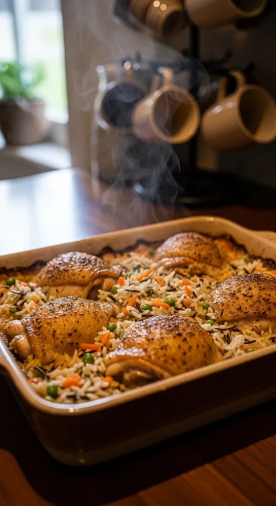 Baked Chicken Thighs with Rice
