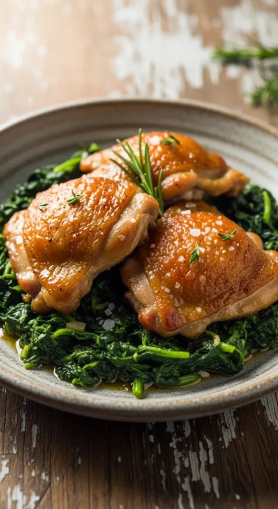 Baked Chicken Thighs with Spinach