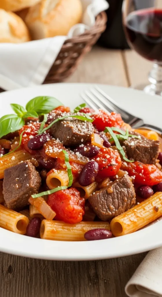 Beef Chili Pasta Bowl