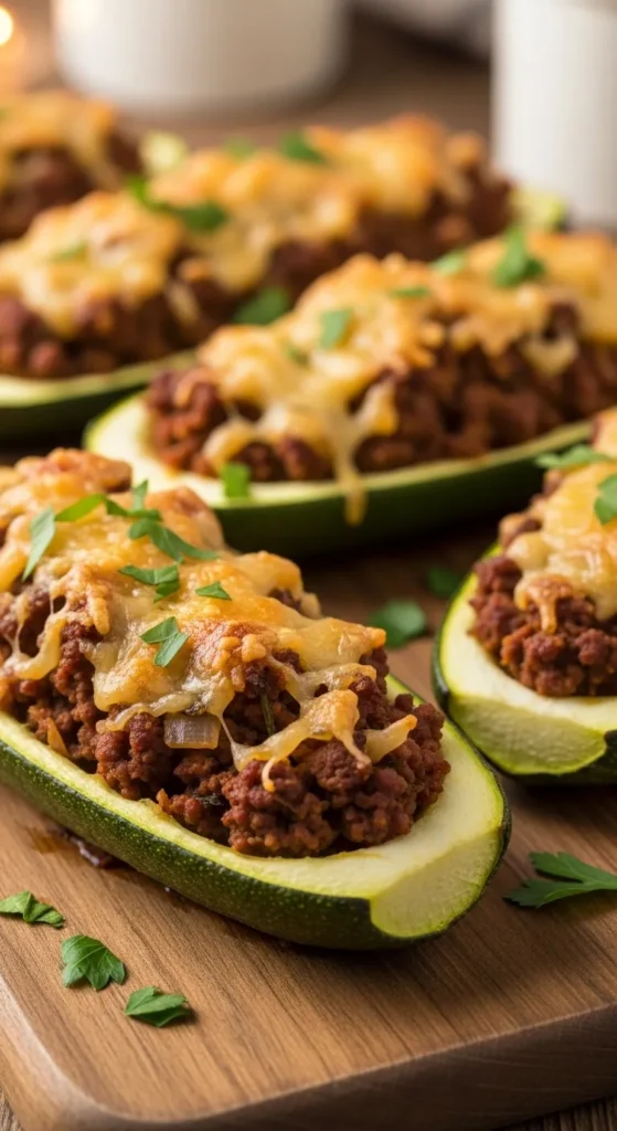 Beef Stuffed Zucchini Boats