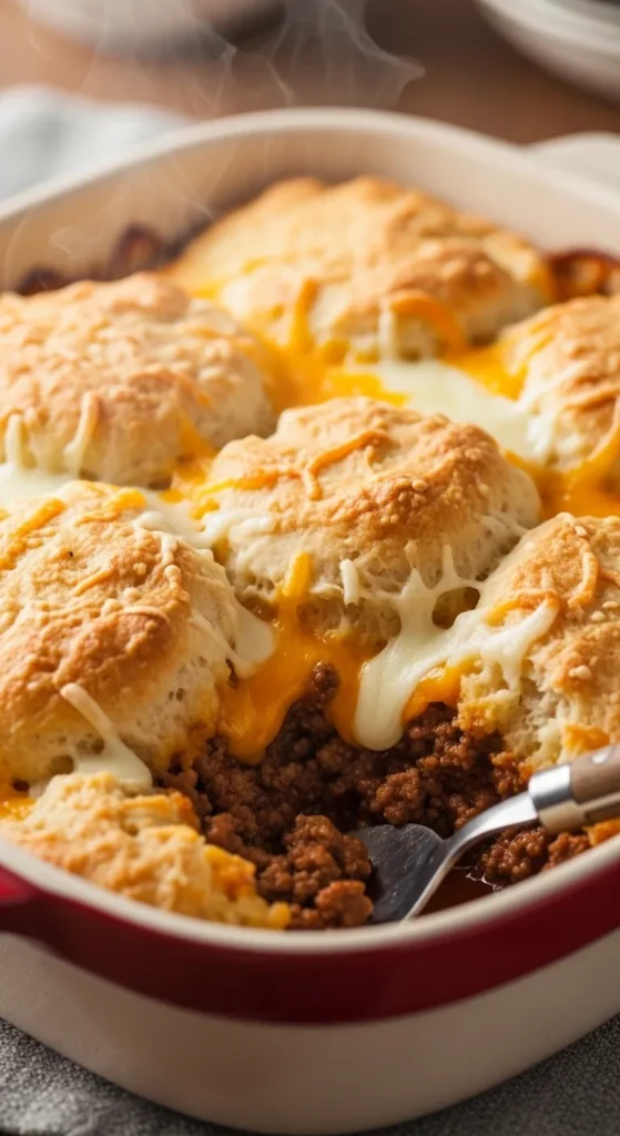 Beef and Cheese Biscuit Bake
