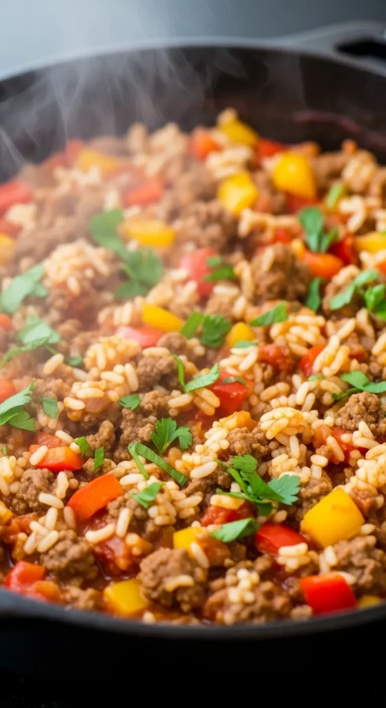 Beef and Rice Casserole Skillet
