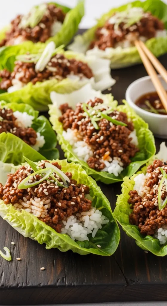 Beef and Rice Lettuce Cups